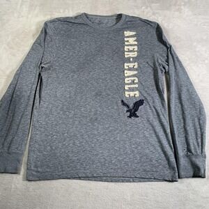 American Eagle Outfitters Shirt Mens Large Gray Long Sleeve Classic Fit Graphic
